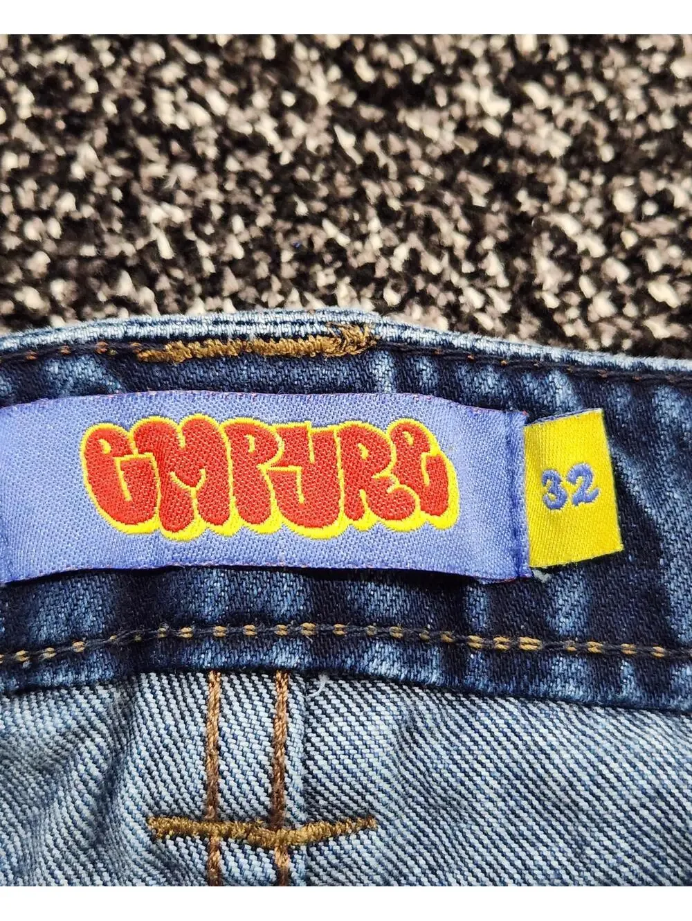Empyre Relaxed Wide Jeans Men's 32 Blue Denim Baggy Y2K Double Knee Loose Skater